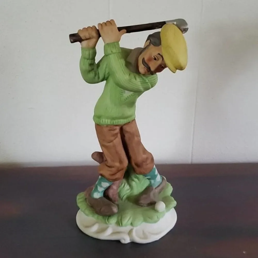 GREAT DAD'S DAY GIFT! Vintage Lefton Old Man Golfing Porcelain Figurine #2776
